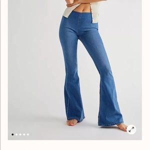 Free People Penny Pull on wide flare denim size 37 blue